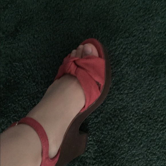 Worn once Bongo lace up red heels. - Picture 3 of 4
